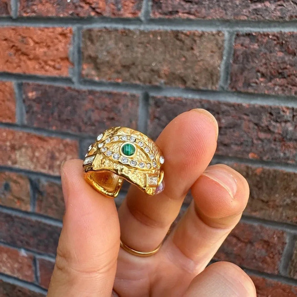 Baroque Malachite 18K Gold Stainless Steel Waterproof Eye Hoop Earrings - Picture 8 of 12